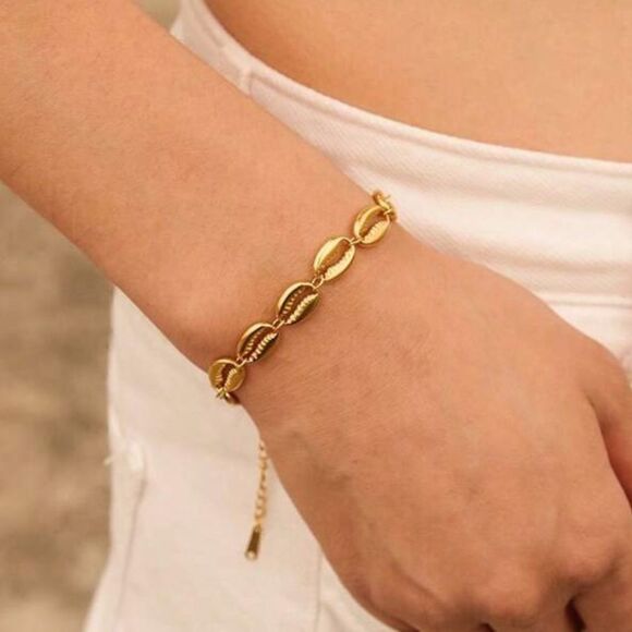 Gold seashell bracelet M358 - Picture 1 of 4